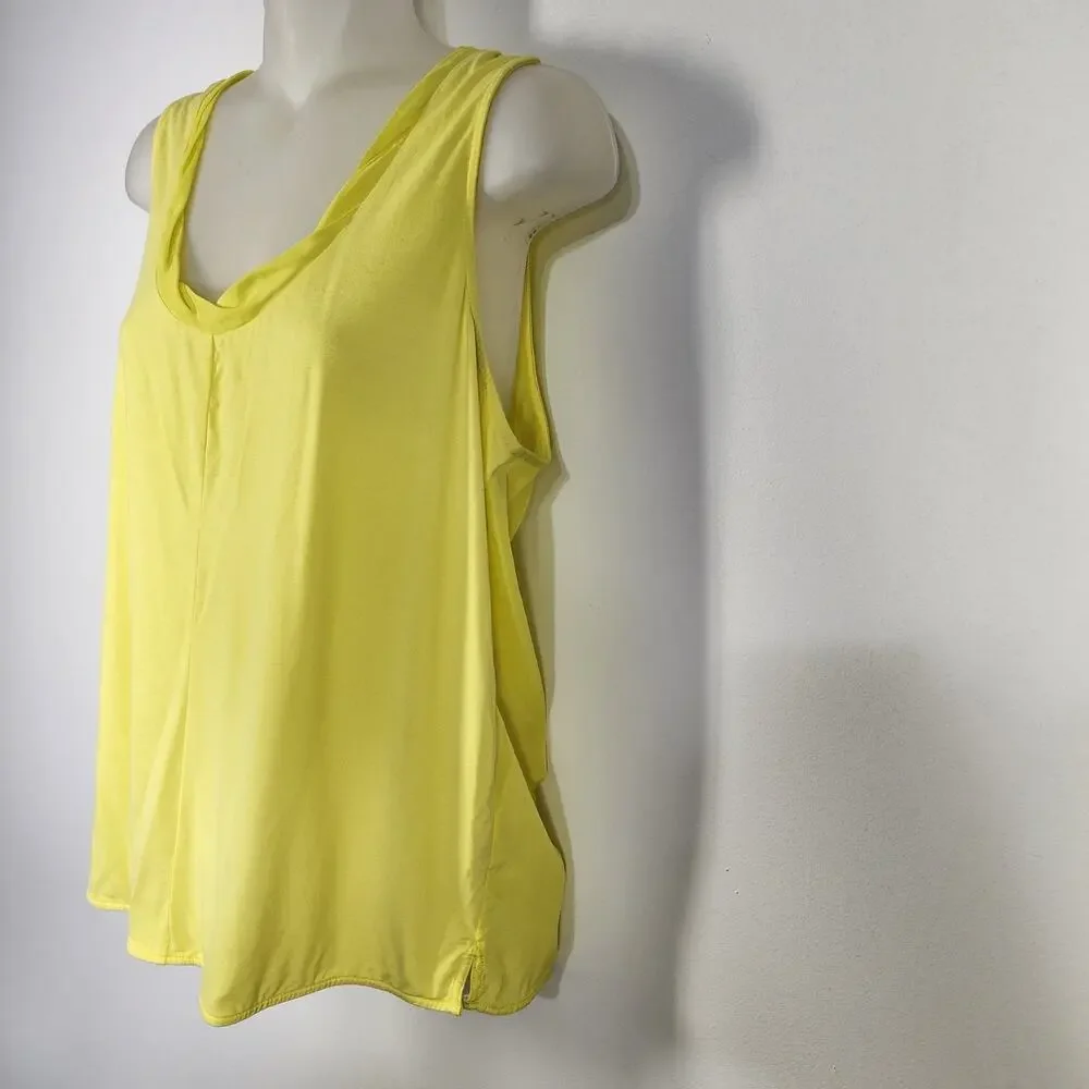 J. Crew Womens Tank Top Medium Yellow Sleeveless Pullover Knit Woven Scoop Neck